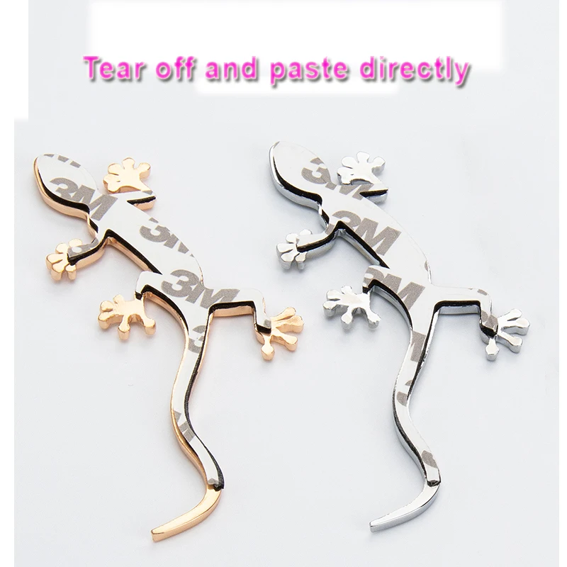 Автомобильная металлическая 3d-наклейка Gecko золотистая серебристая черная