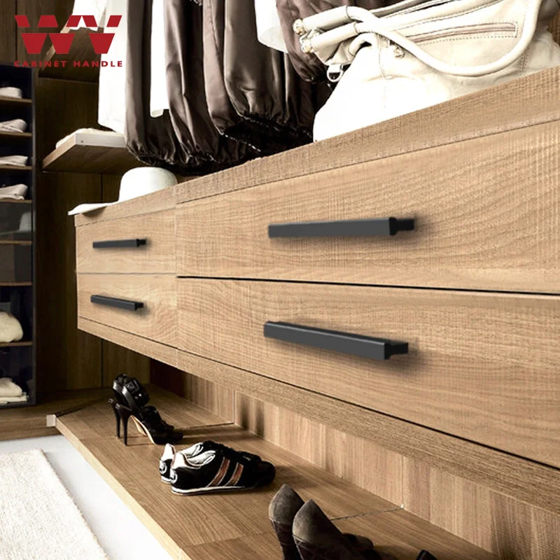 WV Американский матовый золотой черный шкаф ручки T бар алюминиевый кухонный для