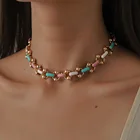 Цепочка Женская металлическая в виде золотистого шарика, в стиле панк