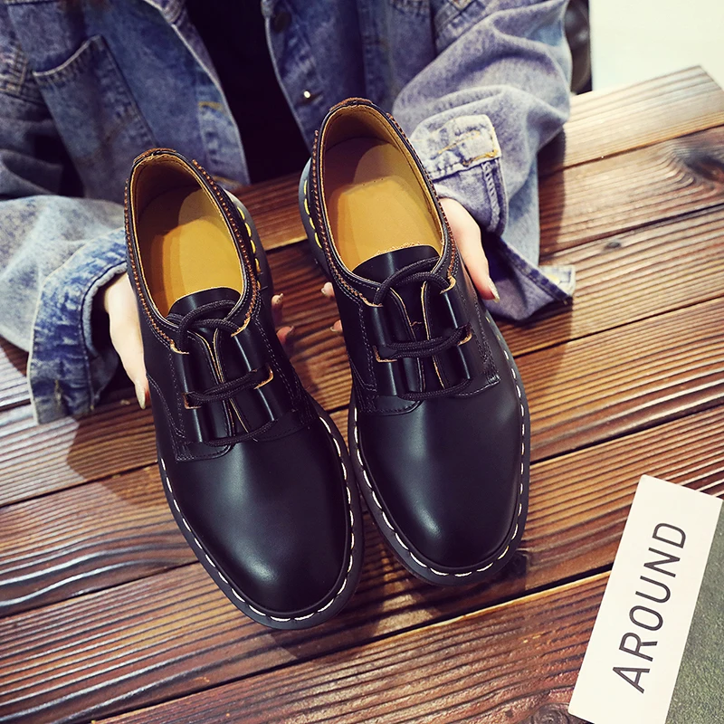 Ботильоны унисекс из натуральной кожи высокие на шнуровке мотоциклетная обувь