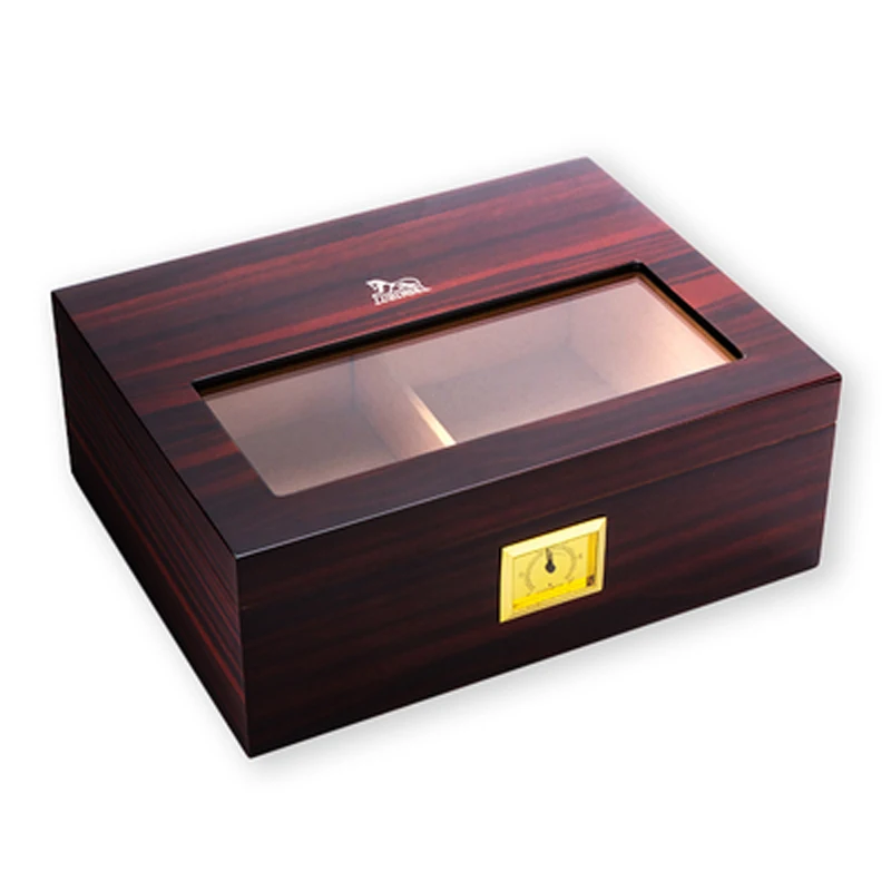 Wine Red LUBINSKI бренд кедровое дерево путешествия визуальный Windows Humidor W/увлажнитель гигрометр чехол для сигар Humidor коробка подходит для сигары COHIBA - Цвет: Wine Red