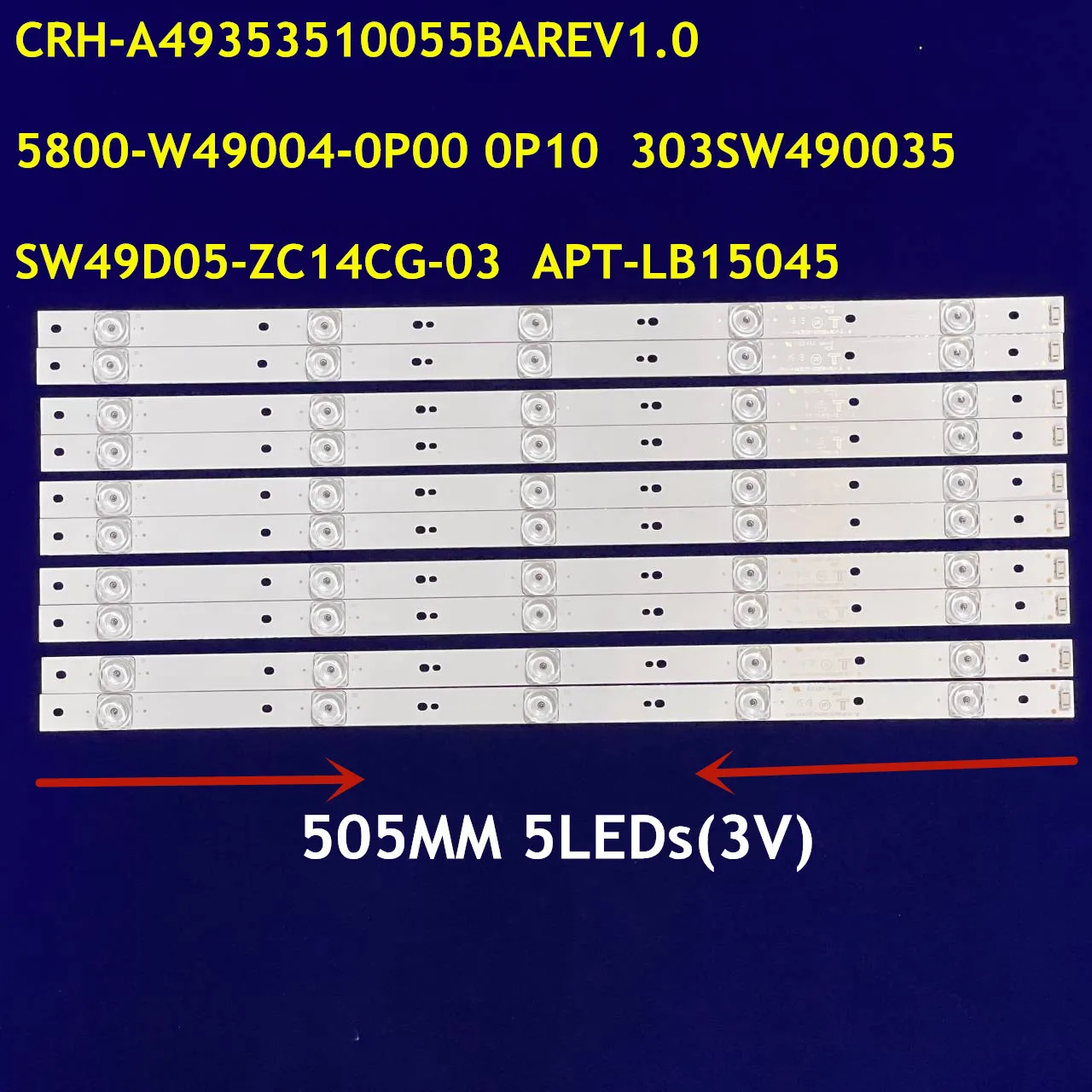 Светодиодная лента 5800-W49004-0P10 0P00 303SW490035 SW49D05-ZC14CG-03 7749-649000-D070 для 49G6 RDL490WY 49U7750A, 10 шт.