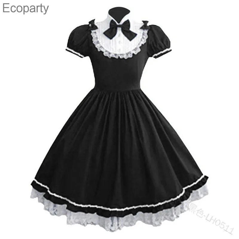 Женское платье Лолита со складками средневековое винтажное с коротким рукавом и