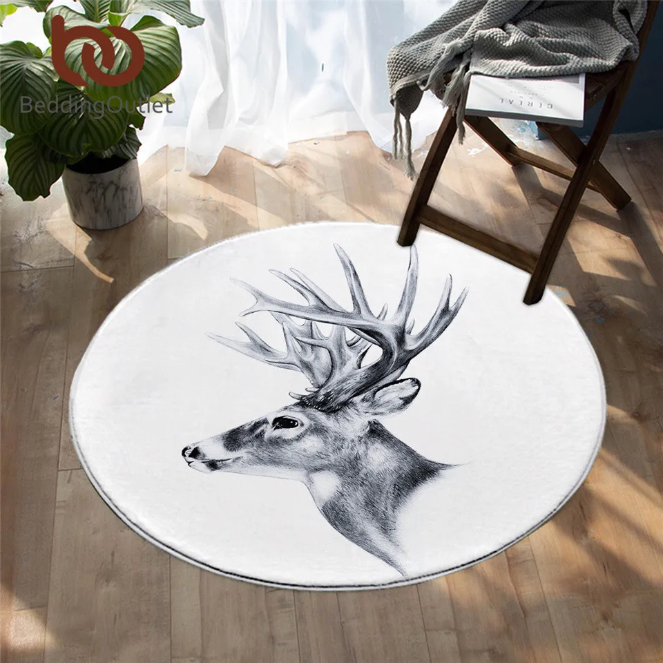 Декоративные лося скандинавские круглые ковры для гостиной дикие животные олени