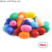 silicone world silicone beads 10pcs oval silicone teething beads diy baby chew pacifier chain silicone bracelet necklace beads
