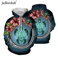 jackherelook womens hoodies hawaii turtle polynesian tribal hibiscus plumeria brand design loose pullovers hooded sweatshirts
