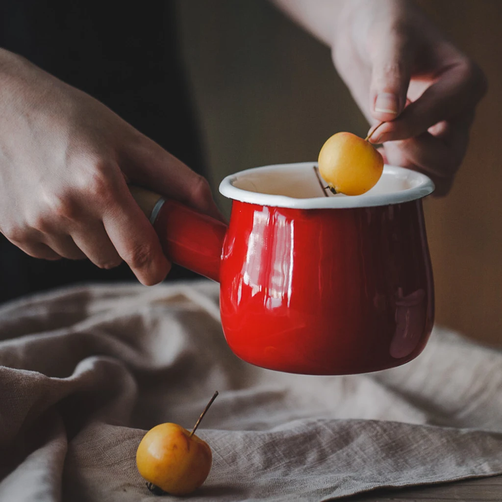 Небольшая эмалированная кастрюля для молока подогреватель кофе мини-кастрюля