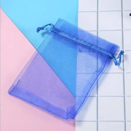 Royal blue 100pcs/Lot Organza Drawstring Bags 5x7 7x9 9x12 10x15cm Jewelry Packaging Bags Wedding Christmas Birthday Gift Packing Pouces - Цвет: Royal blue