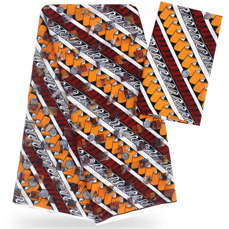 3Y органза + лента Материал полосатая печать кружева Нигер Африканский Воск