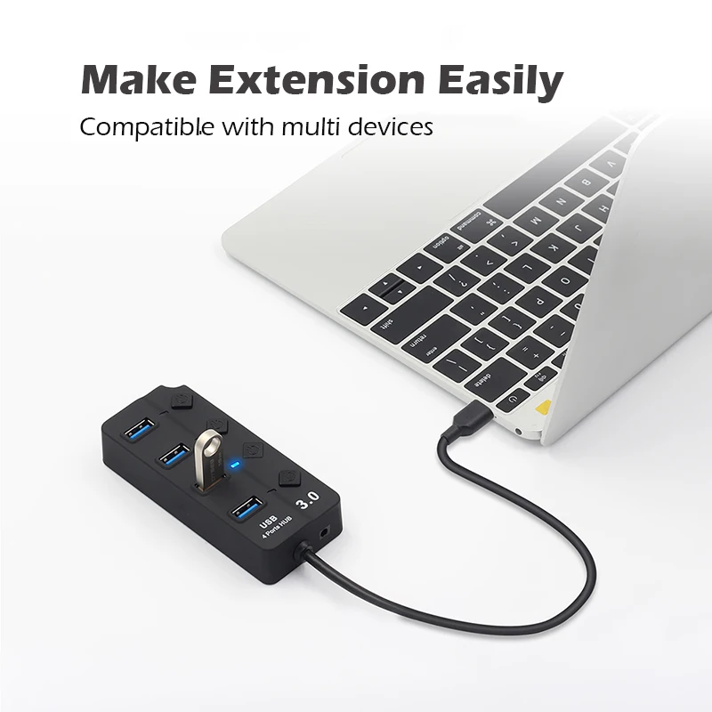 USB концентратор 3 0 4 / 7 портов Разветвитель переключатель с адаптером питания для
