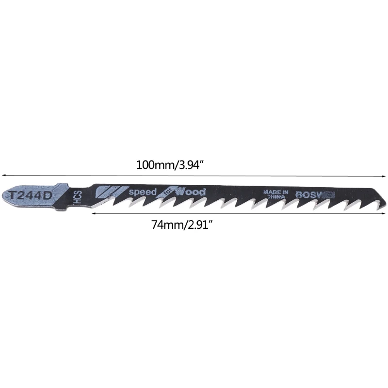 

5 Pcs T244D HCS T-Shank Curved Jigsaw Blades Cutting Tool For Wood Fast Cutting