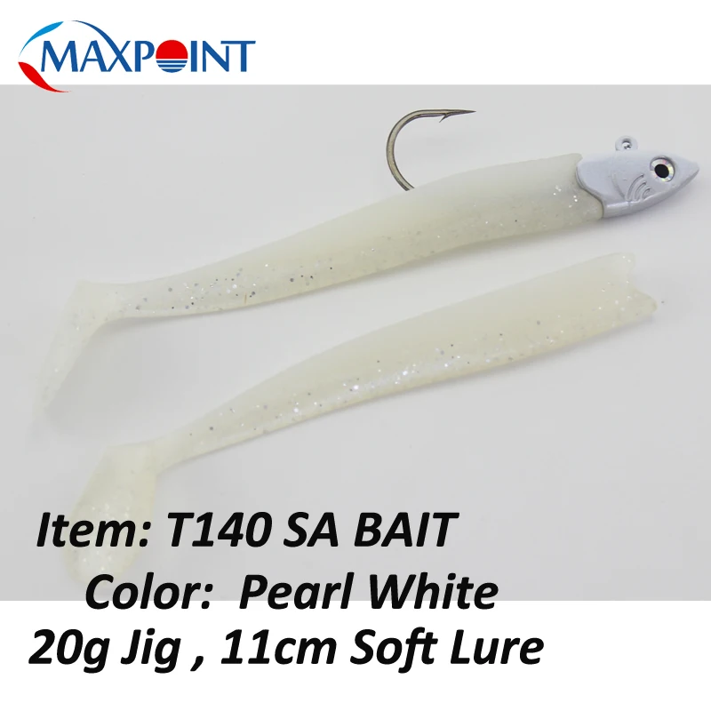 T140WHITE 11 см набор рыболовных приманок с качающимся хвостом Sayori 140 с 20 г джиг голова каяк мягкие приманки Inshore рыболовные приманки гибкие виниловые - Цвет: T140WHITE