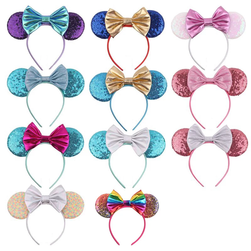 

Металлические банты для волос Disney, повязка на голову с ушками мыши для девочек, аксессуары для волос «сделай сам», 5 дюймов