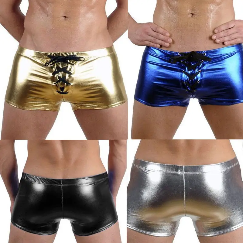 2020 Лидер продаж мужские сексуальные спортивные шорты Блестящий из искусственной
