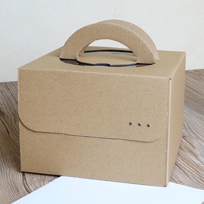

5pcs Simple Thick Kraft Paper Portable Box Birthday Cake Decor Box Packaging Baking Cookies Dessert Boxes