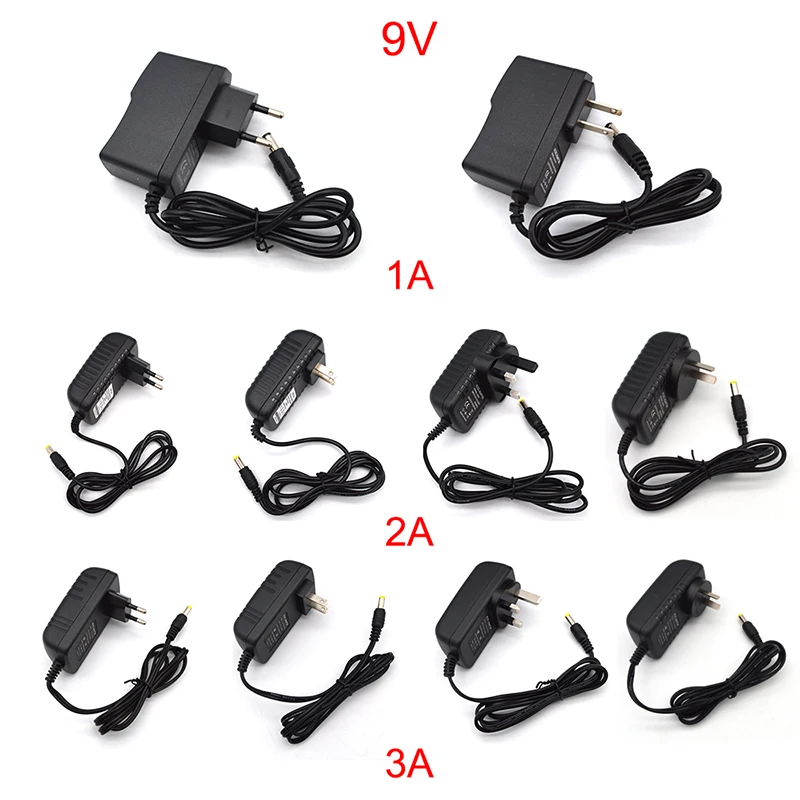 

Universal DC 9 Volt Power Supply AC DC 9V Power Adapter Charger Converter 220V AC Adapter 9V 1A 2A 3A With EU US UK AU Plug