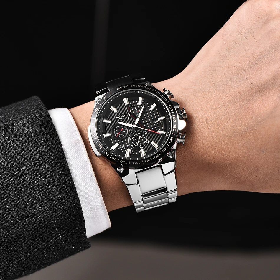 Автоматические часы BOYZHE мужские роскошные брендовые механические с хронографом