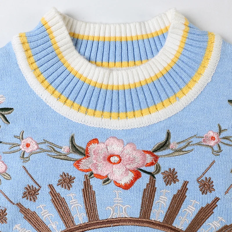 Новинка зимние женские свитера GRUIICEEN с цветочной вышивкой трикотажная одежда