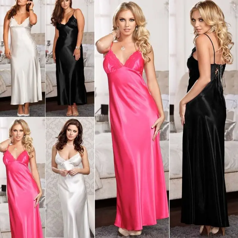 

US Women robe Silk Satin Robes Wedding Bridesmaid Bride Gown kimono Solid robe