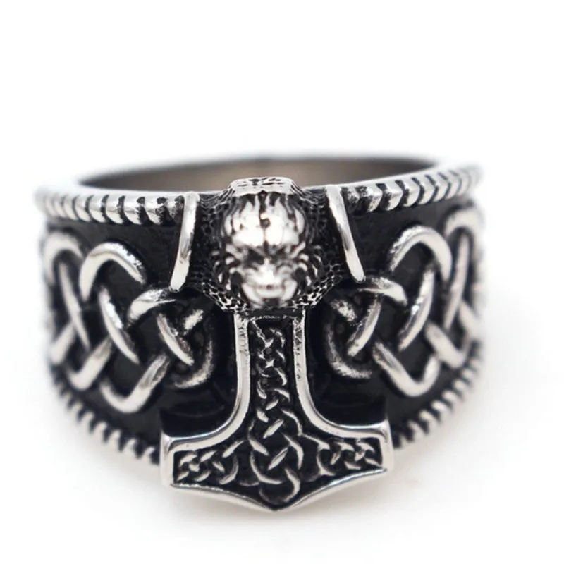 Мужское кольцо с головой волка из сплава Руна викингов амулет ювелирные изделия