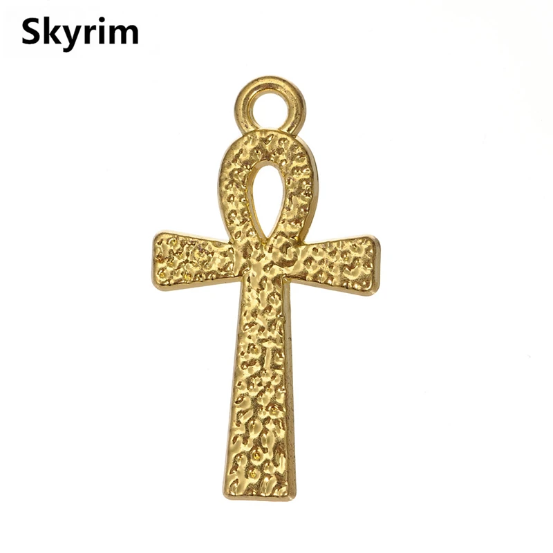 Skyrim 20 шт./лот Crux подвеска Ansata Talismanic Slivery золотистого цвета крест Шарм Для DIY ручной