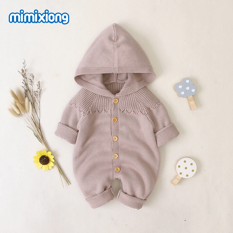 Детские вязаные комбинезоны Осенние для новорожденных мальчиков и девочек