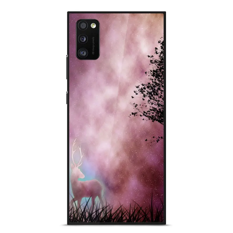 

For Samsung Galaxy A41 Case Fashion Mirror Painted Tempered glass shockproof Back Cover For Samsung A41 SM-A415F Phone Cases