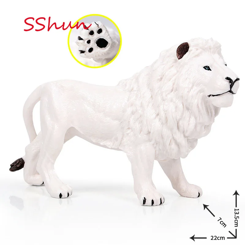 

22*7*13.5CM new white big male lion African lion solid simulation wild animal model zoo lion children Holiday Gifts toy