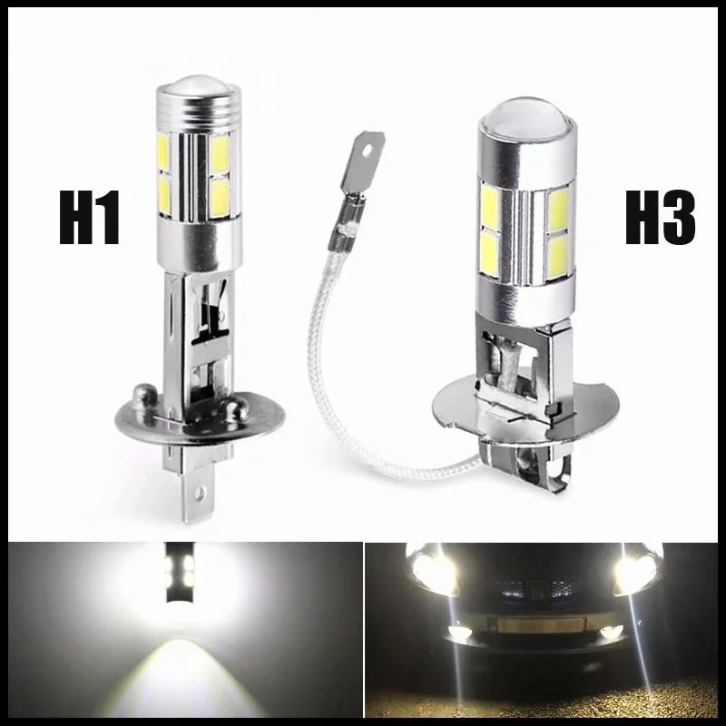 

1 шт. H1 H3 светодиодный лампы 6000K белый супер яркий высокой мощности 10-SMD 5630 Автомобильные противотуманные фары дальнего света DRL автомобильна...