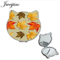 jweijiao maple leaves leaf cat ear shaped accessories mirrors natural colorful plant moive plastic makeup mirrors for girl qf368
