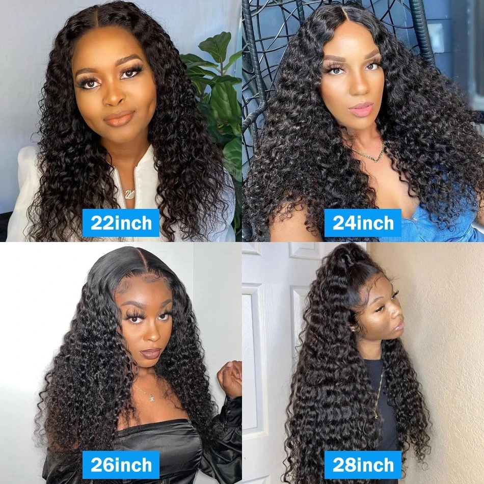 

Peruvian Water Wave Human Hair Lace Wigs For Women HD Transparent 5x5 Lace Closure Wig Deep Curly 4x4 Lace Wig Water Wave 13x4