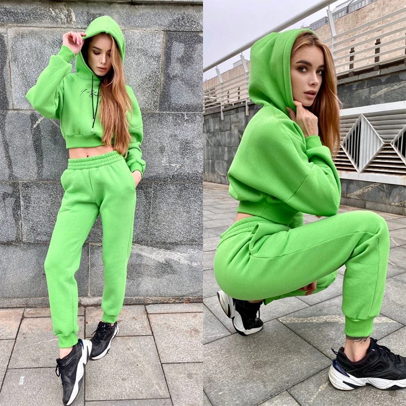 

SONDRFleece Tracksuits Women Two Pieces Set Hooded Oversized Sweatshirt Pants Solid Color Hoodie Suits Autumn Winter Casual Outf