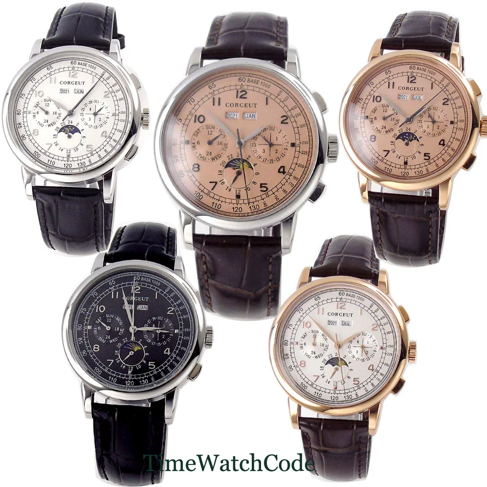 Цена Мужские механические Автоматические часы с кожаным ремешком, 42 мм