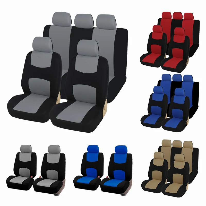 

Unique Flat Cloth Car Seat Cover ( Detachable Headrests and Solid Bench) Interior Accessories Universal Car Seat Cover