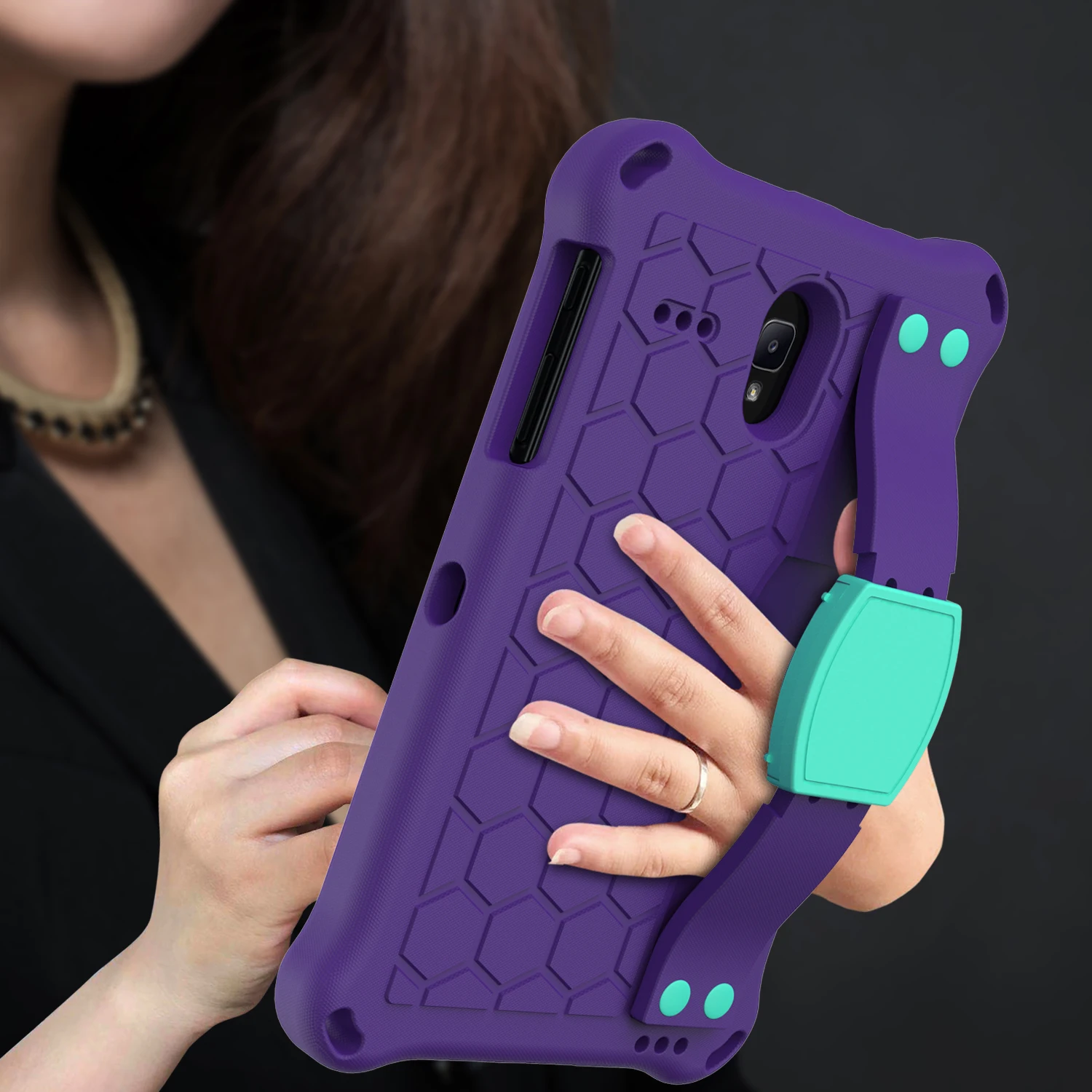 

Kids Safety Case Samsung Galaxy Tab E SM-T377W T377 T375 T377P T377R T377A8.0 Tablet PC Handheld Cover with Shoulder Strap shell