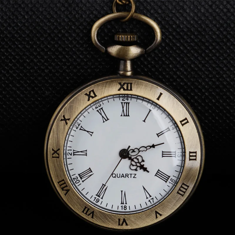 Циферблат с римскими цифрами, кварцевые карманные часы с ожерельем, классический ретро стиль, праздничный подарок, часы с подвеской, антикварные кварцевые карманные часы