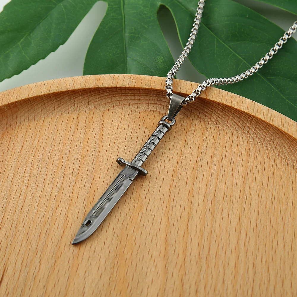 Ожерелье из игры CS GO колье искусственной кожи с ножом Counter Strike Шейное ожерелье для