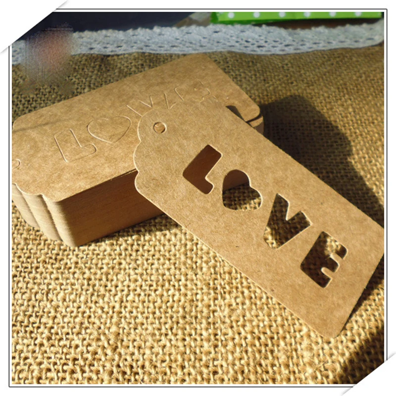 100 шт./лот 4 5x9 5 см этикетки крафт-бумага буквы любви пустотелая упаковка бирки для