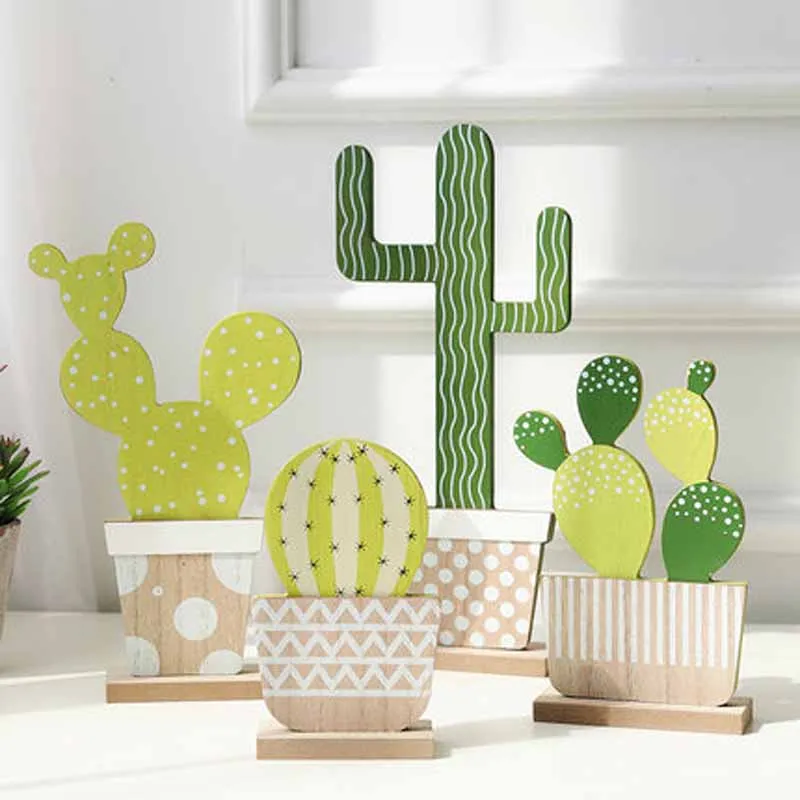 Деревянная модель кактуса необычные настольные украшения для растений