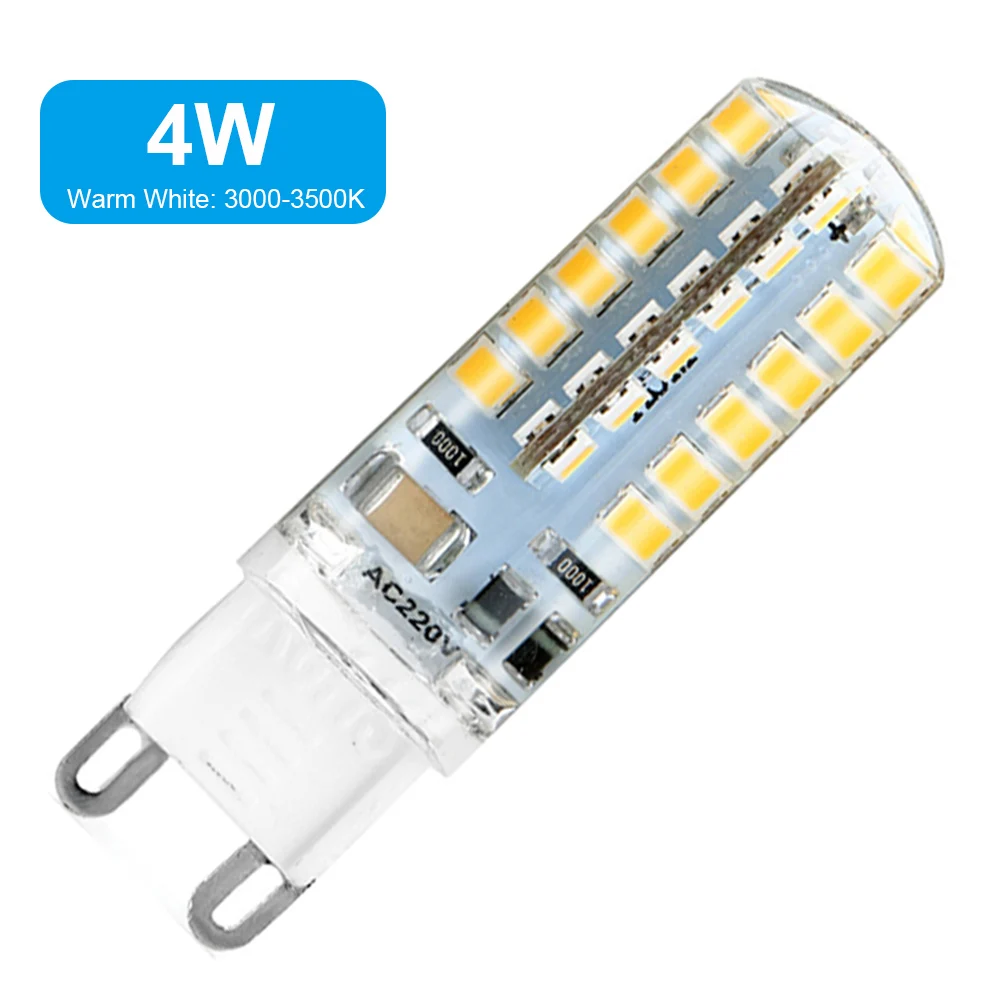 

5PCS 2835SMD G9 48LED Ultra Bright Energy Saving Corn Lamp Silicone Corn Lamp Bulb Warm White 220V for kitchen cabinet wardrobe