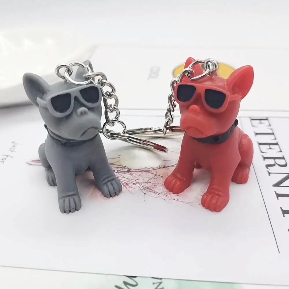 Модные французские панк очки бульдог брелок из искусственной кожи брелки с