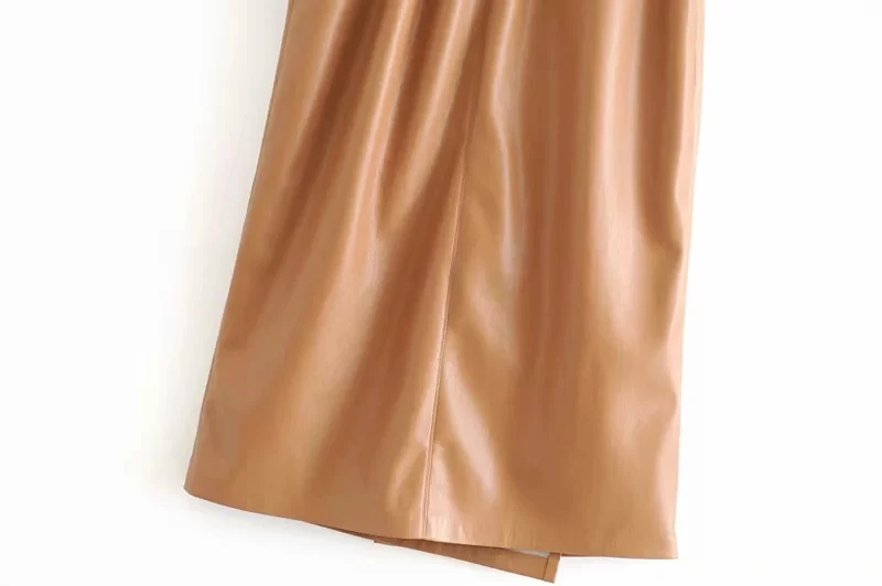 

vintage bow tie PU leather skirts Womens Streetwear female Casual high waisted midi skirt 2020 Faldas Mujer