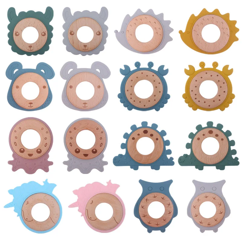 

Baby Oral Care Products Animal Baby Teether Food Grade BPA-Free Neonatal Molar Toy Teether Can DIY Pacifier Chain