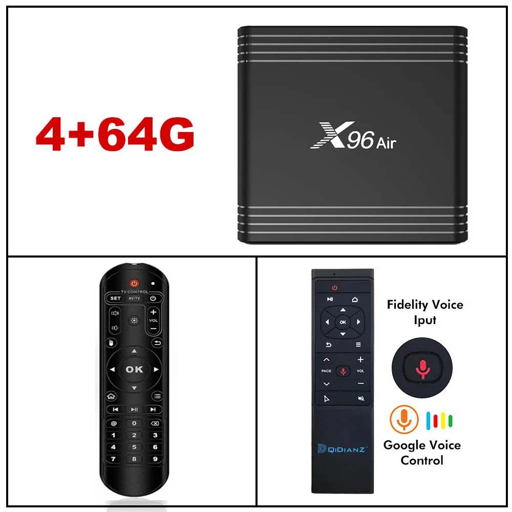 4G64G VOICE CONTROL ТВ-приставка X96 Air Amlogic S905X3 Android 9,0 4 Гб 64 Гб wifi 4K 8K 24 кадров в секунду ТВ-приставка x96Air PK X96 mini hk1max H96MAX - Цвет: 4G64G VOICE CONTROL