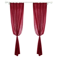 custom wine red curtains cotton linen solid color curtains for living room bedroom country style tulle curtains shading