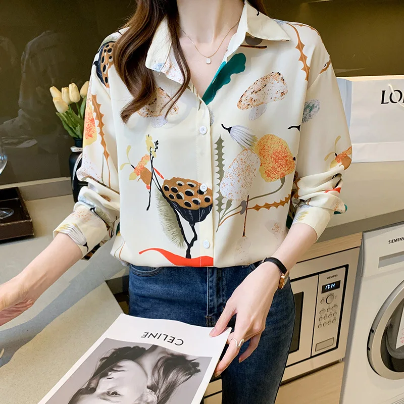 Женская рубашка с длинным рукавом свободные большие шифоновые блузки