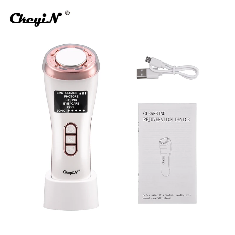 

CkeyiN Face Skin EMS Mesotherapy Electroporation Vibration Hot Cold Facial LED Photon Skin Care Face Lift Tighten Beauty Machine