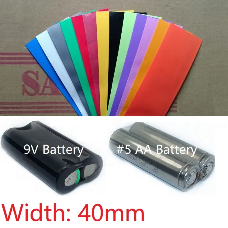 Термоусадочная трубка из ПВХ ширина 40 мм диаметр 25 для литиевой батареи 9 В