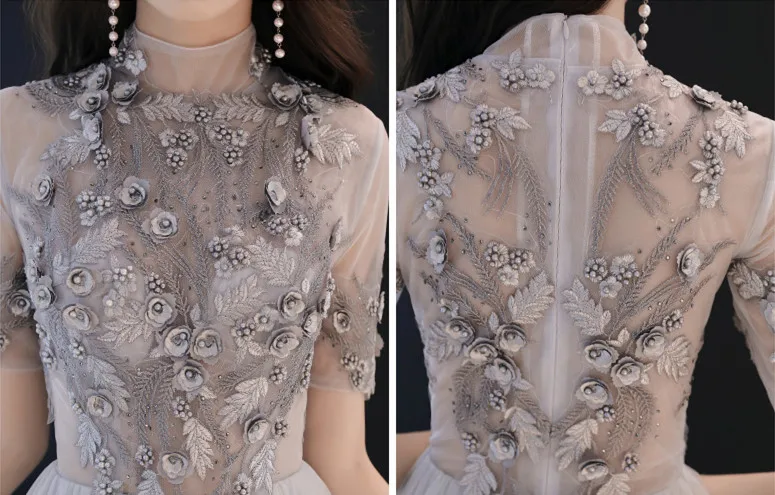 Красивое Эмили 2020 очаровательное вечернее платье с высоким воротом и коротким