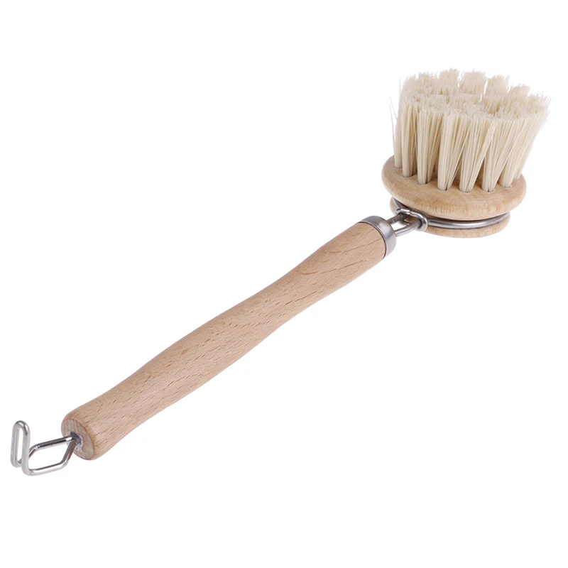 

1pc Wooden Long Handle Pan Pot Brush Dish Bowl Washing Cleaning Brush Kitchen Cleaning Tools